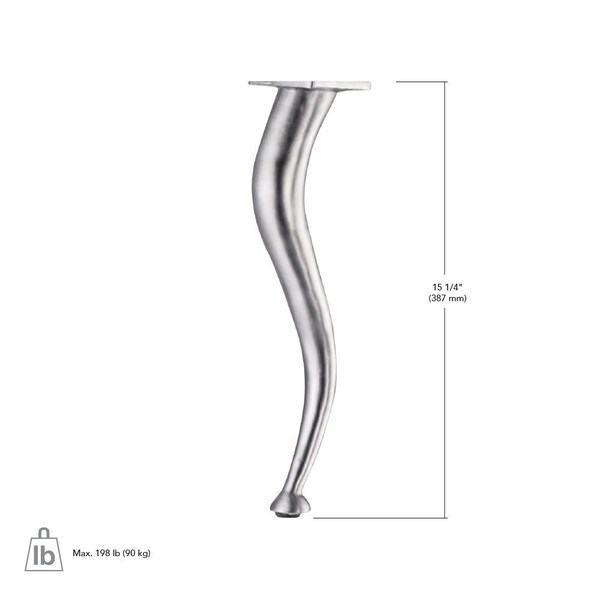 Richelieu Aluminum Table Leg, 15 1/4 in (387 mm), Polished Aluminum - 5600220