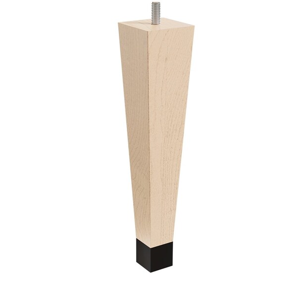 Designs Of Distinction 9" Square Tapered Leg W/ bolt and 1" Flat Black Ferrule - Hardwood W/ Semi-Gloss Clear Coat Finish - 01241009MAWR8