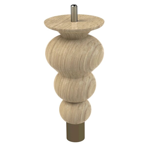Designs Of Distinction 6" Tipt Toe Bun Foot with bolt and 1" Warm Bronze Ferrule - White Oak - 01242006WKWB6