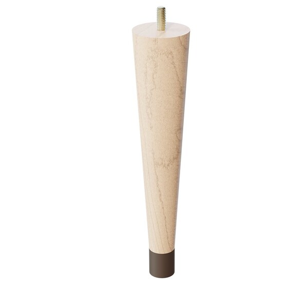 Designs Of Distinction 9" Round Tapered Leg W/ bolt and 1" Warm Bronze Ferrule - Hardwood W/ Semi-Gloss Clear Coat Finish - 01240009MAWB8