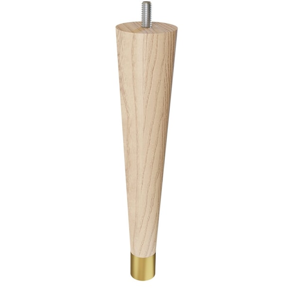 Designs Of Distinction 9" Round Tapered Leg with bolt and 1" Satin Brass Ferrule - Ash with Semi-Gloss Clear Coat Finish - 01240009ASSB8