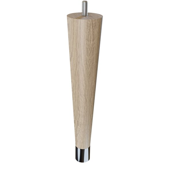 Designs Of Distinction 9" Round Tapered Leg with bolt and 1" Chrome Ferrule - White Oak - 01240009WKCR6