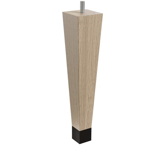 Designs Of Distinction 9" Square Tapered Leg W/ bolt and 1" Flat Black Ferrule - White Oak W/ Semi-Gloss Clear Coat Finish - 01241009WKWR8