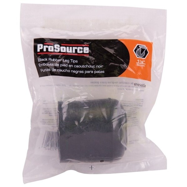 Prosource Furniture Leg Tip, Round, Rubber, Black, 1-1/4 in Dia, 1.7 in H - FE-50638-B