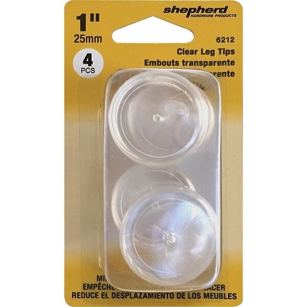 Shepherd Hardware Leg Tip, Round, Plastic, Clear, 1 in Dia, 3/4 in H - 6212