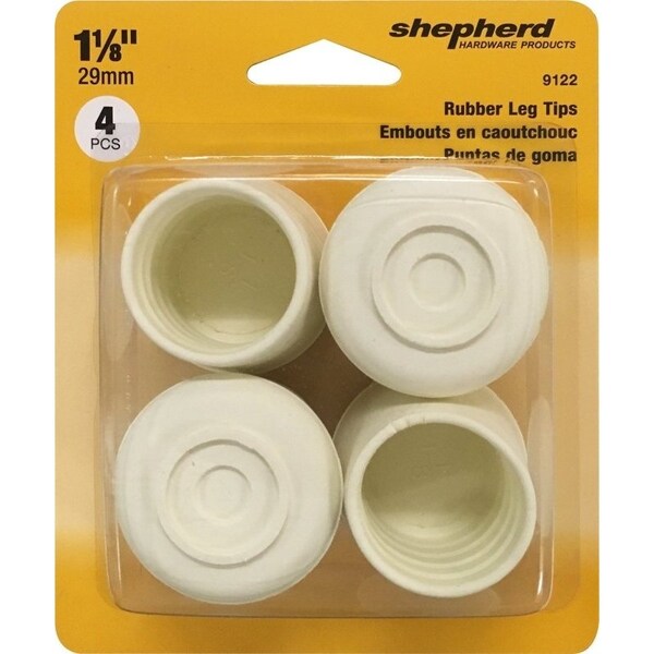 Shepherd Hardware Furniture Leg Tip, Round, Rubber, Off-White, 1-1/8 in Dia - 9122