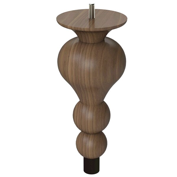 Designs Of Distinction 9" Tipt Toe Bun Foot with bolt and 1" Flat Black Ferrule - Walnut with Semi-Gloss Clear Coat Finish - 01242009WLWR8