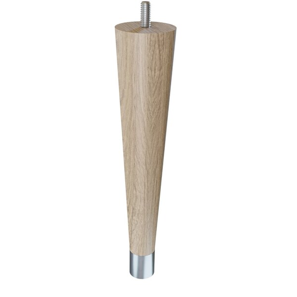 Designs Of Distinction 9" Round Tapered Leg with bolt and 1" Brushed Aluminum Ferrule - White Oak - 01240009WKBA6