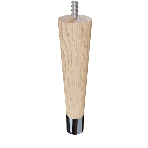 Designs Of Distinction 6" Round Tapered Leg with bolt and 1" Chrome Ferrule - Ash - 01240006ASCR6