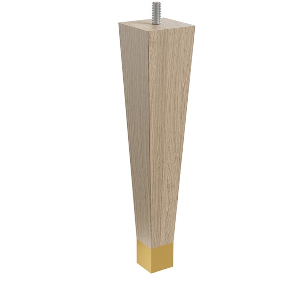 Designs Of Distinction 9" Square Tapered Leg with bolt and 1" Warm Bronze Ferrule - White Oak - 01241009WKWB6