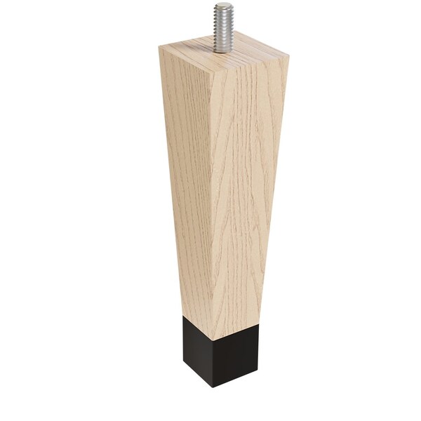 Designs Of Distinction 6" Square Tapered Leg with bolt and 1" Brushed Aluminum Ferrule - Hardwood - 01241006MABA6