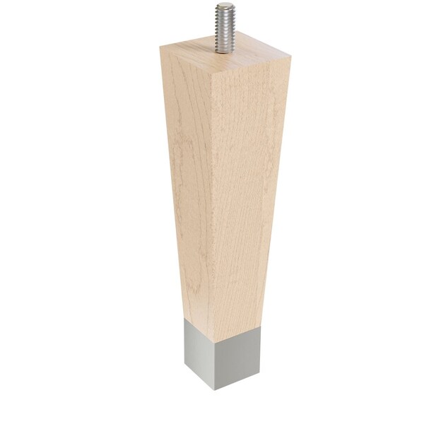 Designs Of Distinction 6" Square Tapered Leg, bolt and 1" Brushed Aluminum Ferrule - Hardwood, Semi-Gloss Clear Coat Finish - 01241006MABA8