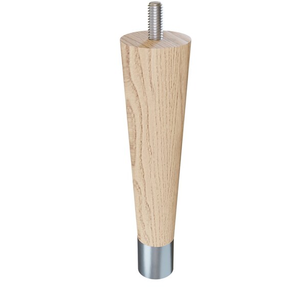 Designs Of Distinction 6" Round Tapered Leg W/ bolt and 1" Brushed Aluminum Ferrule - Ash W/ Semi-Gloss Clear Coat Finish - 01240006ASBA8