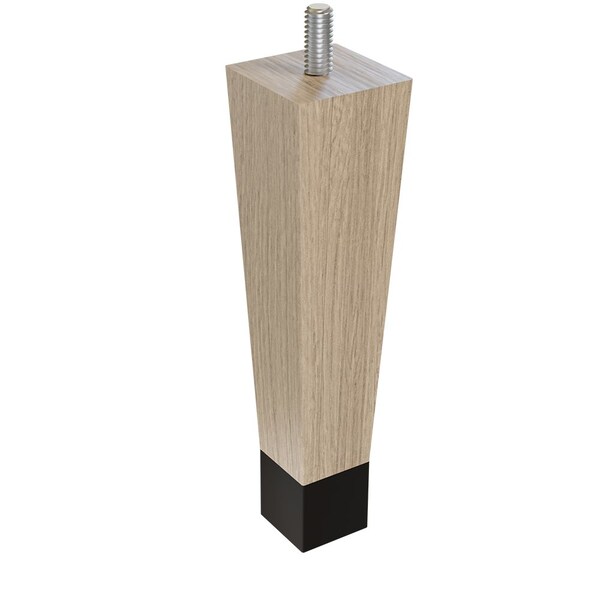 Designs Of Distinction 6" Square Tapered Leg with bolt and 1" Brushed Aluminum Ferrule - Walnut - 01241006WLBA6
