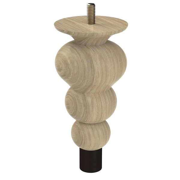 Designs Of Distinction 6" Tipt Toe Bun Foot with bolt and 1" Flat Black Ferrule - White Oak - 01242006WKWR6
