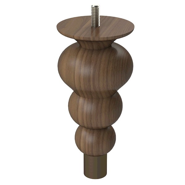 Designs Of Distinction 6" Tipt Toe Bun Foot with bolt and 1" Warm Bronze Ferrule - Walnut - 01242006WLWB6