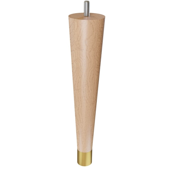 Designs Of Distinction 9" Round Tapered Leg with bolt and 1" Satin Brass Ferrule - Hardwood - 01240009MASB6