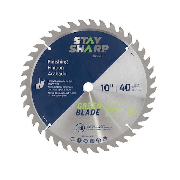 Stay Sharp 10 in. x 40 Teeth Finishing Green Blade Saw Blade - Recyclable - 2110717