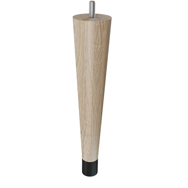 Designs Of Distinction 9" Round Tapered Leg W/ bolt and 1" Flat Black Ferrule - White Oak W/ Semi-Gloss Clear Coat Finish - 01240009WKWR8