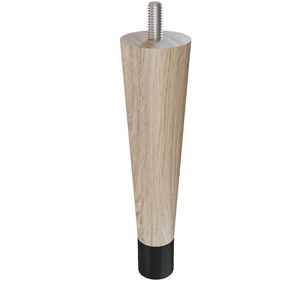 Designs Of Distinction 6" Round Tapered Leg with bolt and 1" Flat Black Ferrule - White Oak - 01240006WKWR6
