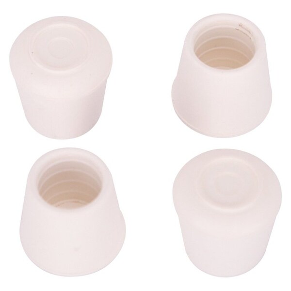 Prosource Furniture Leg Tip, Round, Rubber, White, 5/8 in Dia, 1-1/8 in H - FE-50642-PS