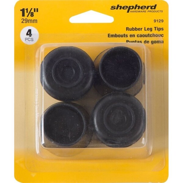Shepherd Hardware Furniture Leg Tip, Round, Rubber, Black, 1-1/8 in Dia - 9129