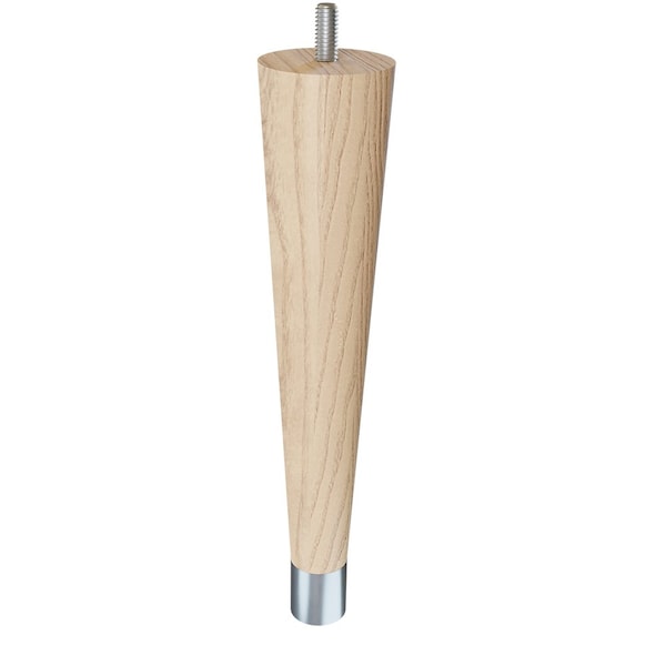 Designs Of Distinction 9" Round Tapered Leg with bolt and 1" Brushed Aluminum Ferrule - Ash - 01240009ASBA6
