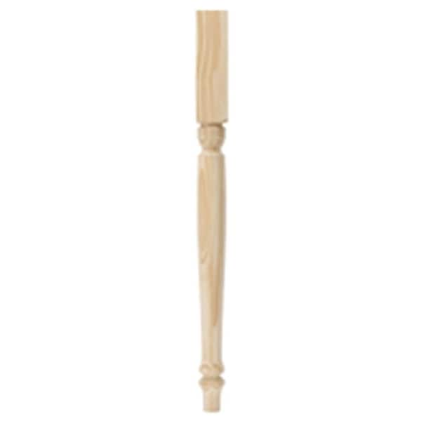 Waddell Table Leg, 21-1/4 in H, 2-1/4 in W, Pine Wood, Natural, Smooth Sanded - 2915