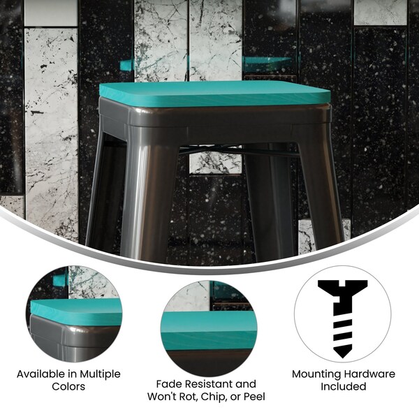 Flash Furniture 4PK Mint Poly Resin Seats for Stools & Chairs, 4PK - 4-JJ-SEA-PL02-MINT-GG