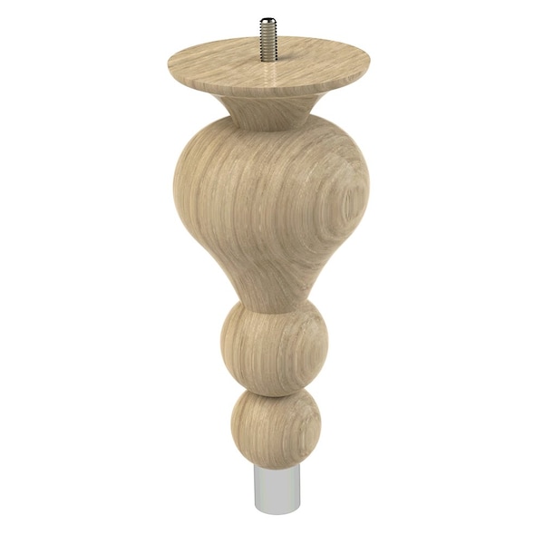 Designs Of Distinction 9" Tipt Toe Bun Foot with bolt and 1" Chrome Ferrule - White Oak - 01242009WKCR6