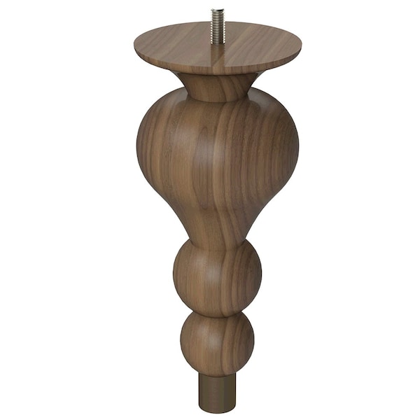 Designs Of Distinction 9" Tipt Toe Bun Foot with bolt and 1" Warm Bronze Ferrule - Walnut with Semi-Gloss Clear Coat Finish - 01242009WLWB8