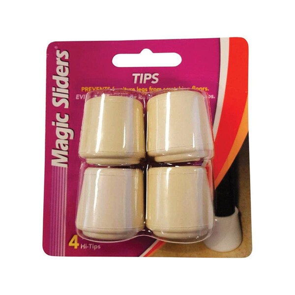 Magic Sliders Rubber Round Leg Tip, White, 1.13 in., 4PK - 5955091