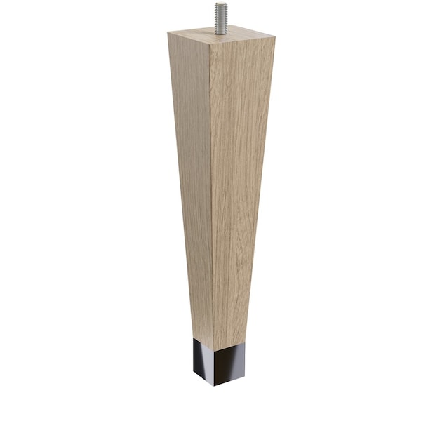 Designs Of Distinction 9" Square Tapered Leg with bolt and 1" Satin Brass Ferrule - White Oak - 01241009WKSB6