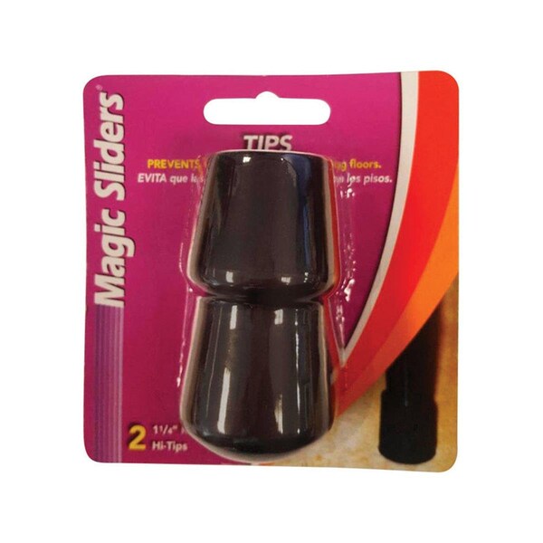 Magic Sliders Rubber Round Leg Tip, Black - 1.25 in., 2PK - 5954185
