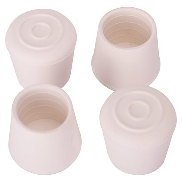 Prosource Furniture Leg Tip, Round, Rubber, White, 1-1/8 in Dia, 1-5/8 in H - FE-50646-PS