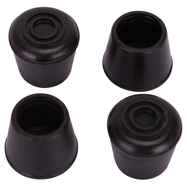 Prosource Furniture Leg Tip, Round, Rubber, Black, 5/8 in Dia, 1-1/8 in H - FE-50633-PS