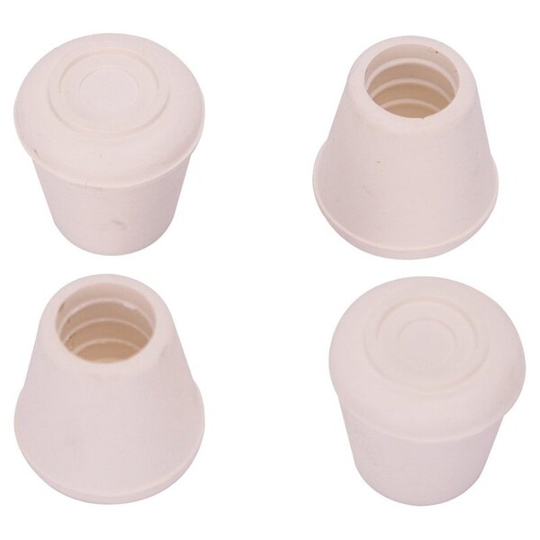 Prosource Furniture Leg Tip, Round, Rubber, White, 1/2 in Dia, 1-1/8 in H - FE-50641-PS