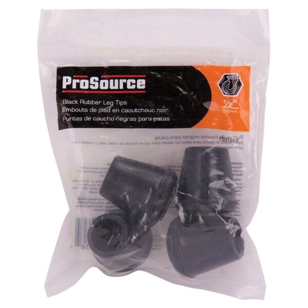 Prosource Furniture Leg Tip, Round, Rubber, Black, 1/2 in Dia, 1.1 in H - FE-50632-B