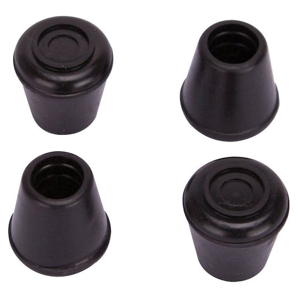 Prosource Furniture Leg Tip, Round, Rubber, Black, 1/2 in Dia, 1.1 in H - FE-50632-B