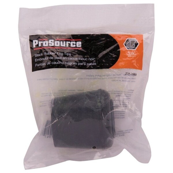 Prosource Furniture Leg Tip, Round, Rubber, Black, 1-1/8 in Dia, 1.6 in H - FE-50637-B