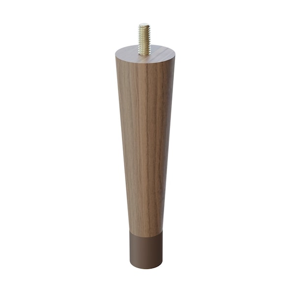 Designs Of Distinction 6" Round Tapered Leg with bolt and 1" Warm Bronze Ferrule - Walnut with Semi-Gloss Clear Coat Finish - 01240006WLWB8