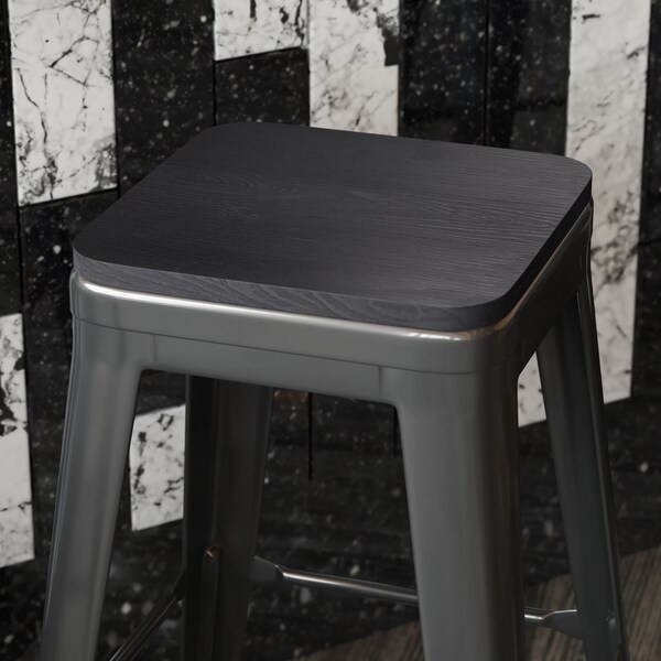 Flash Furniture 4PK Black Poly Resin Seats for Stools & Chairs, 4PK - 4-JJ-SEA-PL02-BK-GG