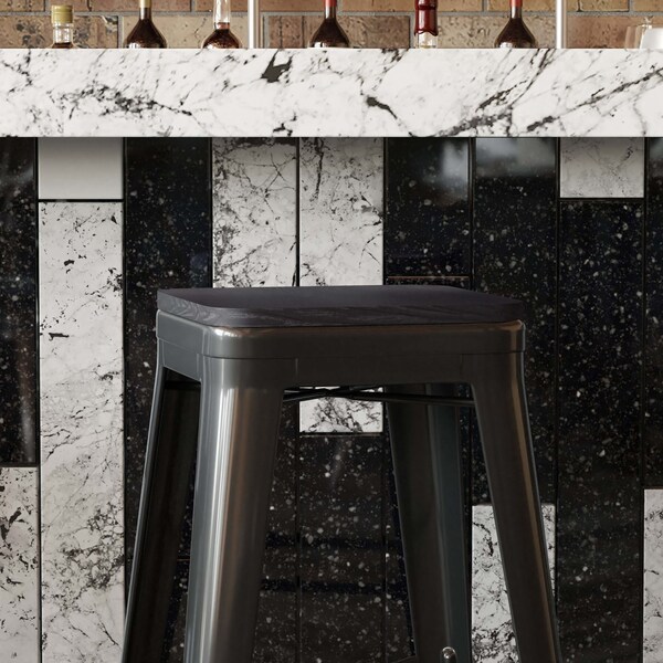 Flash Furniture 4PK Black Poly Resin Seats for Stools & Chairs, 4PK - 4-JJ-SEA-PL02-BK-GG