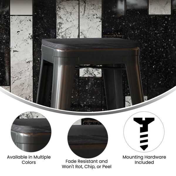 Flash Furniture 4PK Black Poly Resin Seats for Stools & Chairs, 4PK - 4-JJ-SEA-PL02-BK-GG