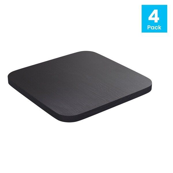 Flash Furniture 4PK Black Poly Resin Seats for Stools & Chairs, 4PK - 4-JJ-SEA-PL02-BK-GG