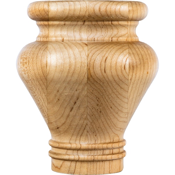 Hardware Resources 3-1/2" Wx3-1/2"Dx4"H Alder Turned Bun Foot - BF42ALD