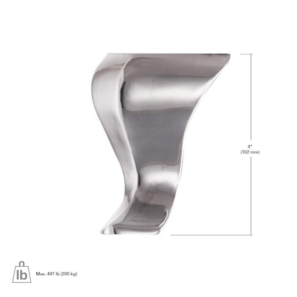 Richelieu Curved Aluminum Furniture Leg, 4 in (102 mm), Brushed Aluminum - 560060