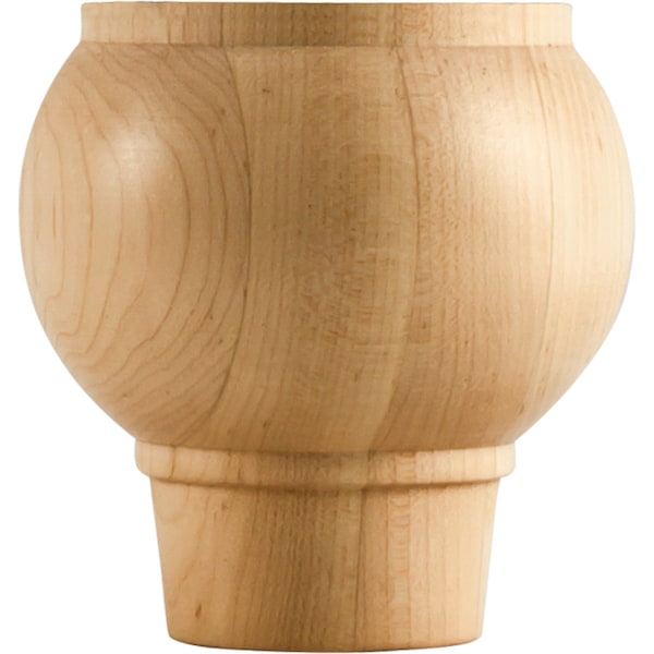 Hardware Resources 4" Wx4"Dx4"H Alder Round Tapered Bun Foot - BF14-5-ALD