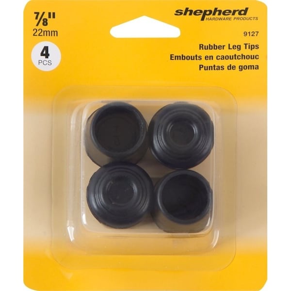 Shepherd Hardware Furniture Leg Tip, Round, Rubber, Black, 7/8 in Dia - 9127