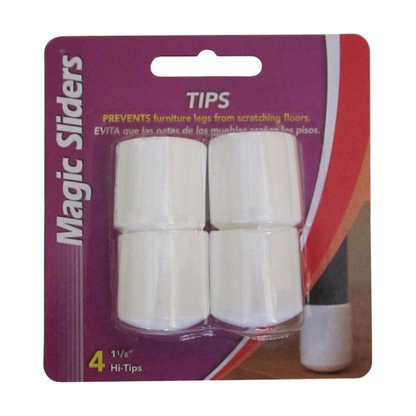 Magic Sliders Vinyl Round Leg Tip, White - 1.13 in., 4PK - 5005782
